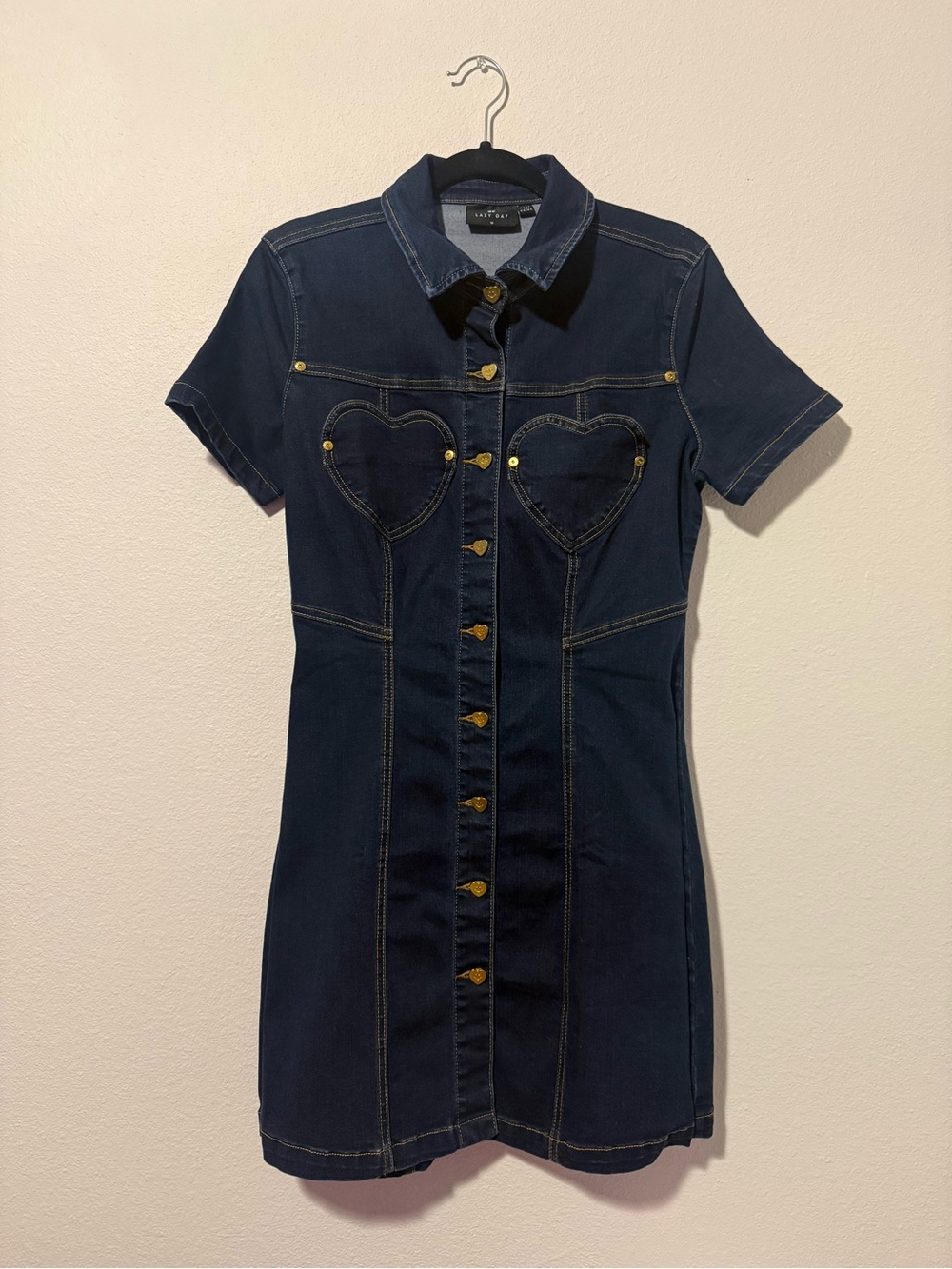 Lazy Oaf Sweetheart Denim Dress - UK 10 / US 6